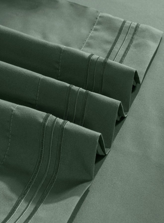 Aormenzy Microfiber Pillow Cases - King Size Set of 2-1800 Thread Count Ultra Soft Green Pillowcases - Wrinkle Resistant Pillow Covers with Envelope Closure - 20" x 40" - Image 4